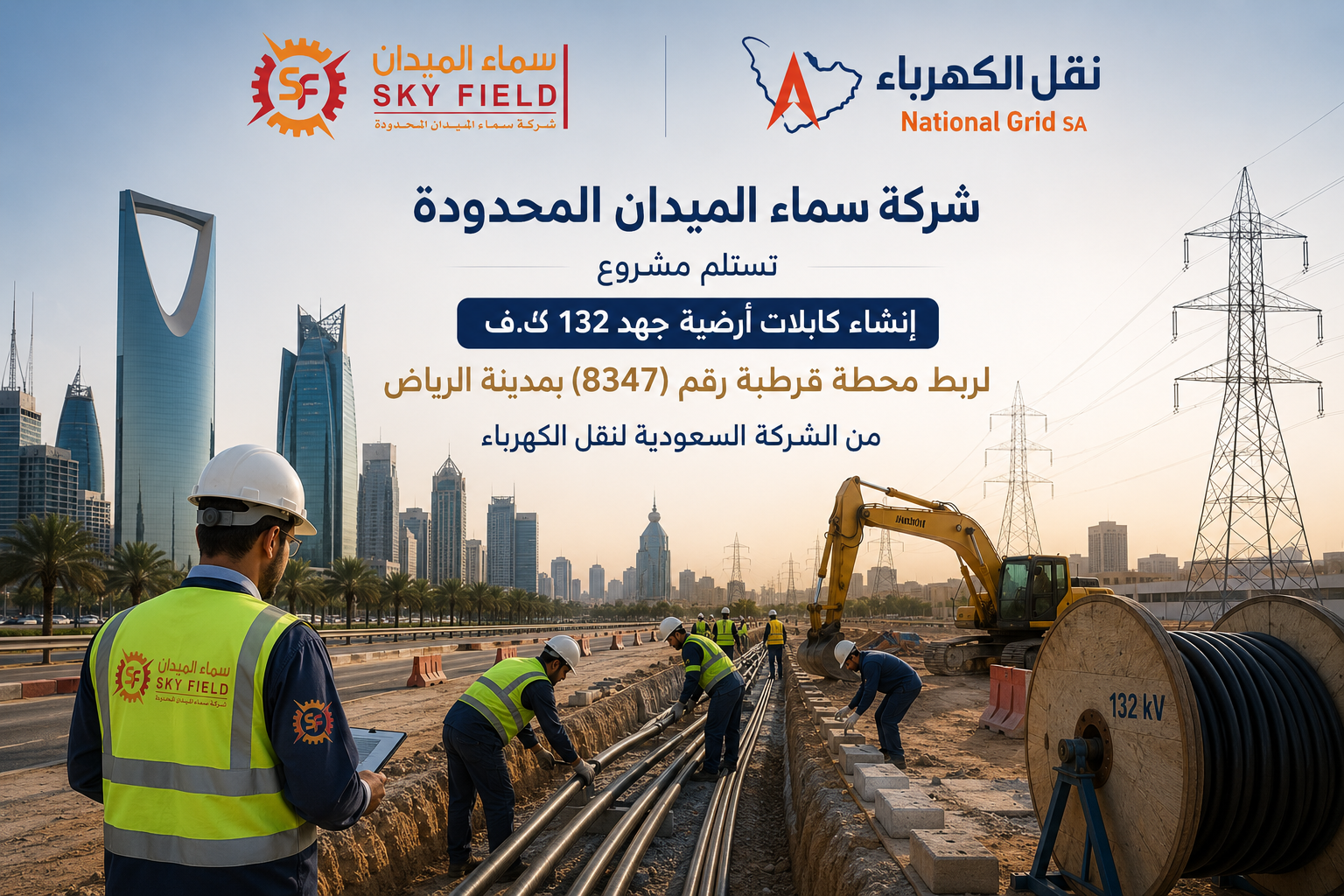 شركة سماء الميدان المحدودة تتسلم مشروع ربط محطة قرطبة (132 ك.ف) بمدينة الرياض